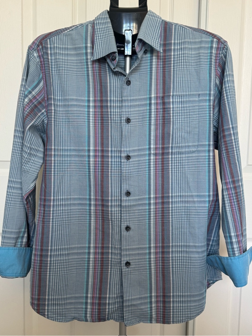 Tommy Bahama Turquoise & Blue Plaid Button-Down Shirt - Picture 2 of 7